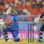 Mumbai Indians celebrate their victory over Gujarat Titans in the IPL 2025 Eliminator at Mullanpur.